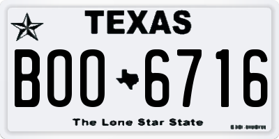 TX license plate BOO6716
