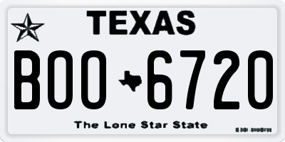 TX license plate BOO6720