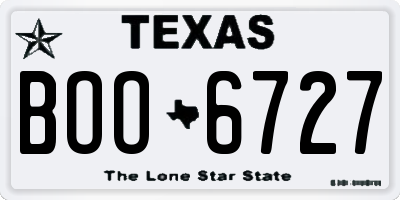 TX license plate BOO6727