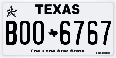 TX license plate BOO6767
