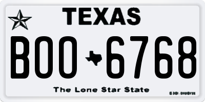 TX license plate BOO6768