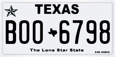 TX license plate BOO6798
