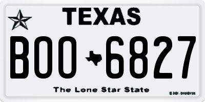 TX license plate BOO6827