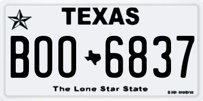 TX license plate BOO6837