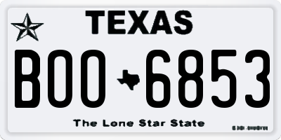 TX license plate BOO6853