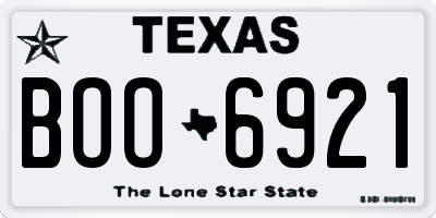 TX license plate BOO6921