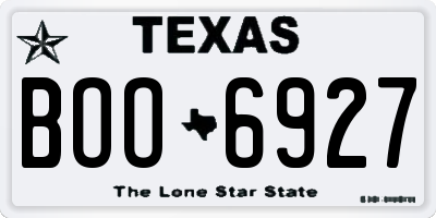 TX license plate BOO6927