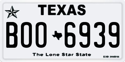 TX license plate BOO6939