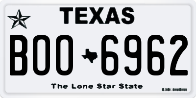 TX license plate BOO6962