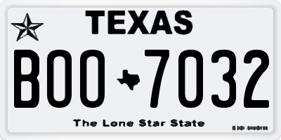 TX license plate BOO7032