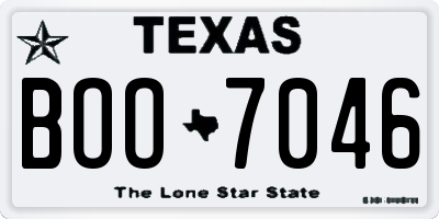 TX license plate BOO7046