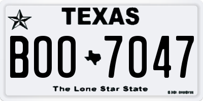 TX license plate BOO7047