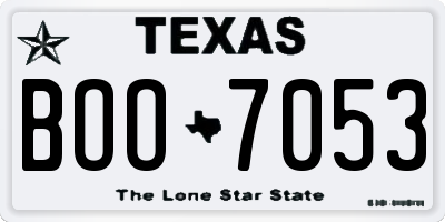 TX license plate BOO7053