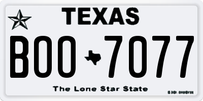 TX license plate BOO7077