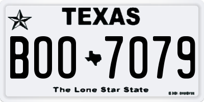 TX license plate BOO7079