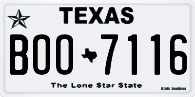 TX license plate BOO7116