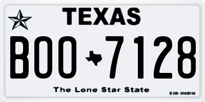 TX license plate BOO7128
