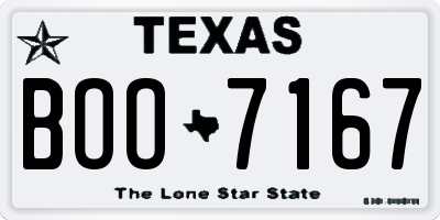 TX license plate BOO7167