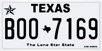 TX license plate BOO7169