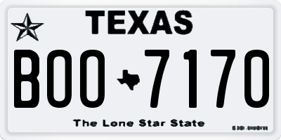 TX license plate BOO7170