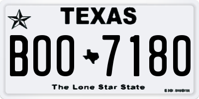 TX license plate BOO7180