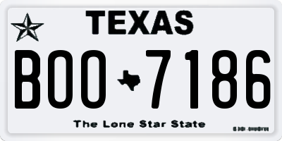 TX license plate BOO7186