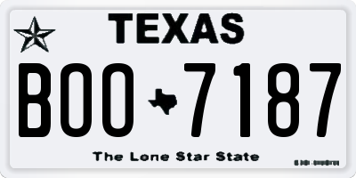 TX license plate BOO7187