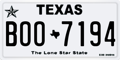 TX license plate BOO7194