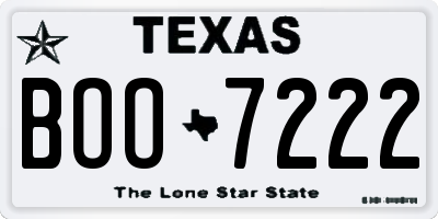 TX license plate BOO7222