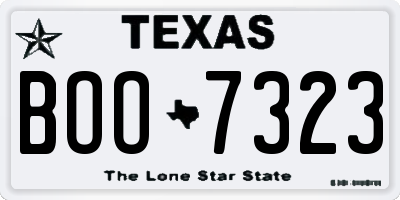 TX license plate BOO7323