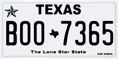 TX license plate BOO7365