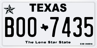 TX license plate BOO7435