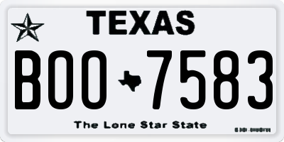 TX license plate BOO7583