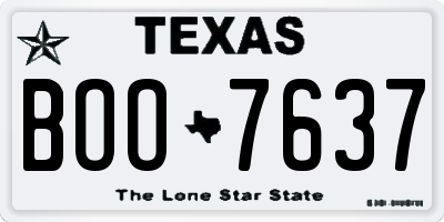 TX license plate BOO7637