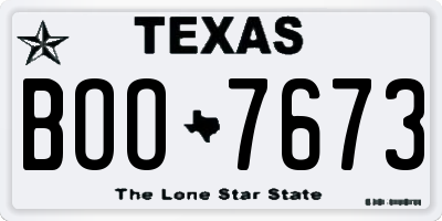 TX license plate BOO7673