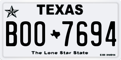TX license plate BOO7694