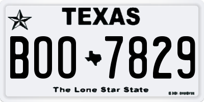 TX license plate BOO7829
