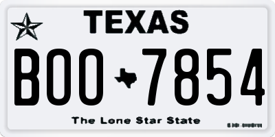 TX license plate BOO7854