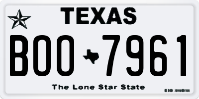 TX license plate BOO7961