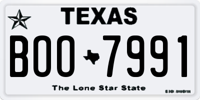 TX license plate BOO7991