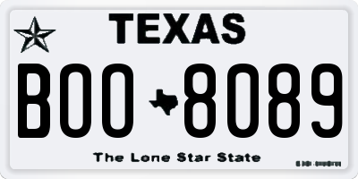 TX license plate BOO8089