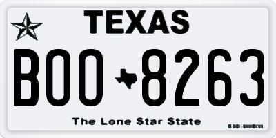 TX license plate BOO8263