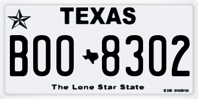 TX license plate BOO8302