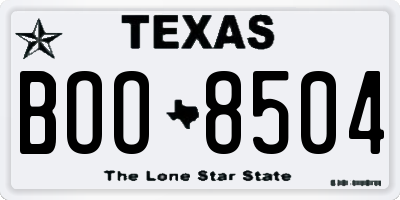 TX license plate BOO8504