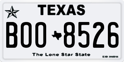 TX license plate BOO8526