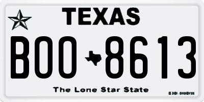 TX license plate BOO8613