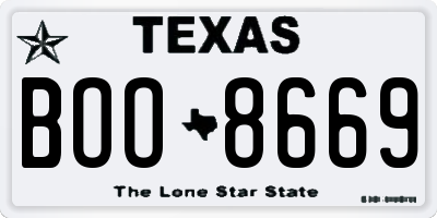 TX license plate BOO8669