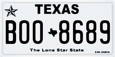 TX license plate BOO8689