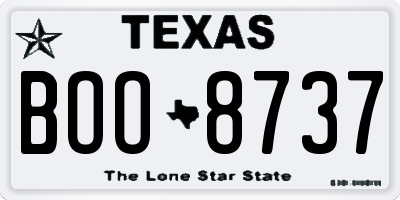 TX license plate BOO8737