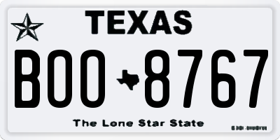 TX license plate BOO8767